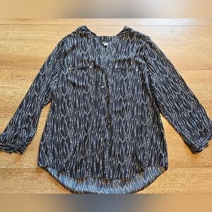 SIMPLY EMMA Black and White Patterned Blouse Shirt  Top Plus Size 2XL